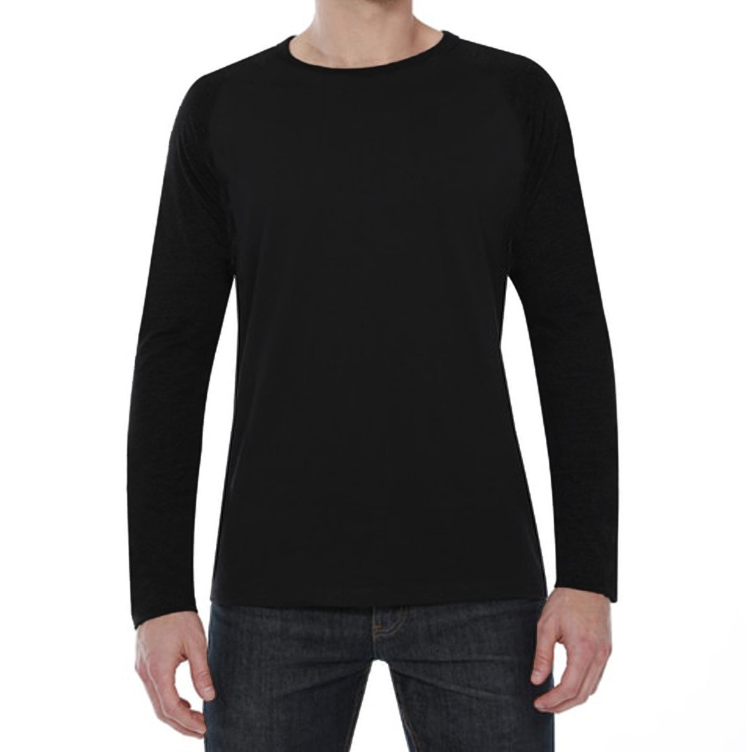 M341B - Heather Long Sleeve Raglan Crew T-Shirt