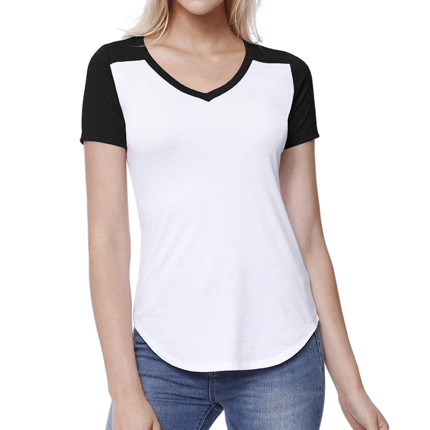 W312B - Womens Heather Varsity V-Neck